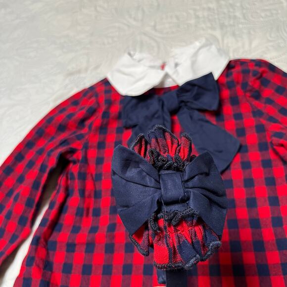 Pettigirl Plaid Holiday Dress with Headband Bow Size 3 - Picture 3 of 8